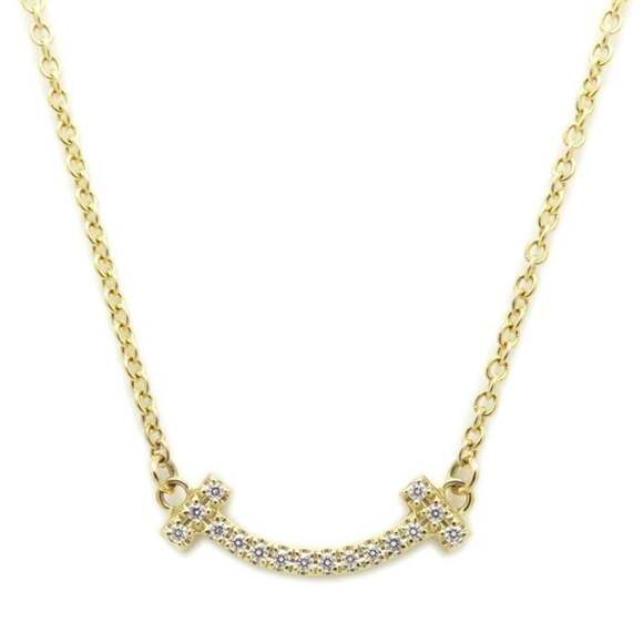 TIFFANY Jewelry - TIFFANY&Co. Tiffany T Smile Necklace Mini Diamond 18K Yellow Gold Women's 295313
